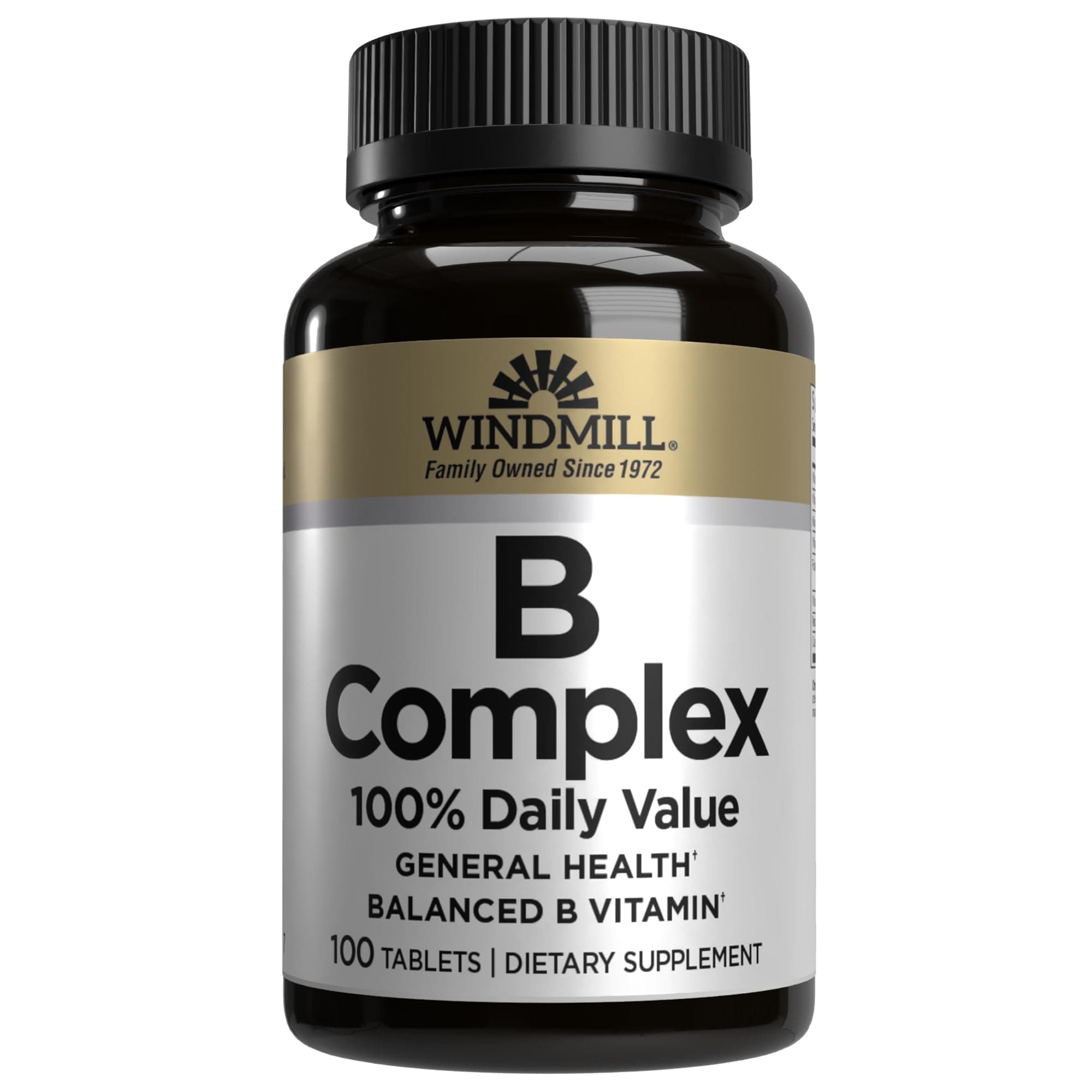 Natural Vitamins B Complex (100% Daily Value), Boost Energy Production and Promote Metabolism, 100 Tablets, 100 Servings