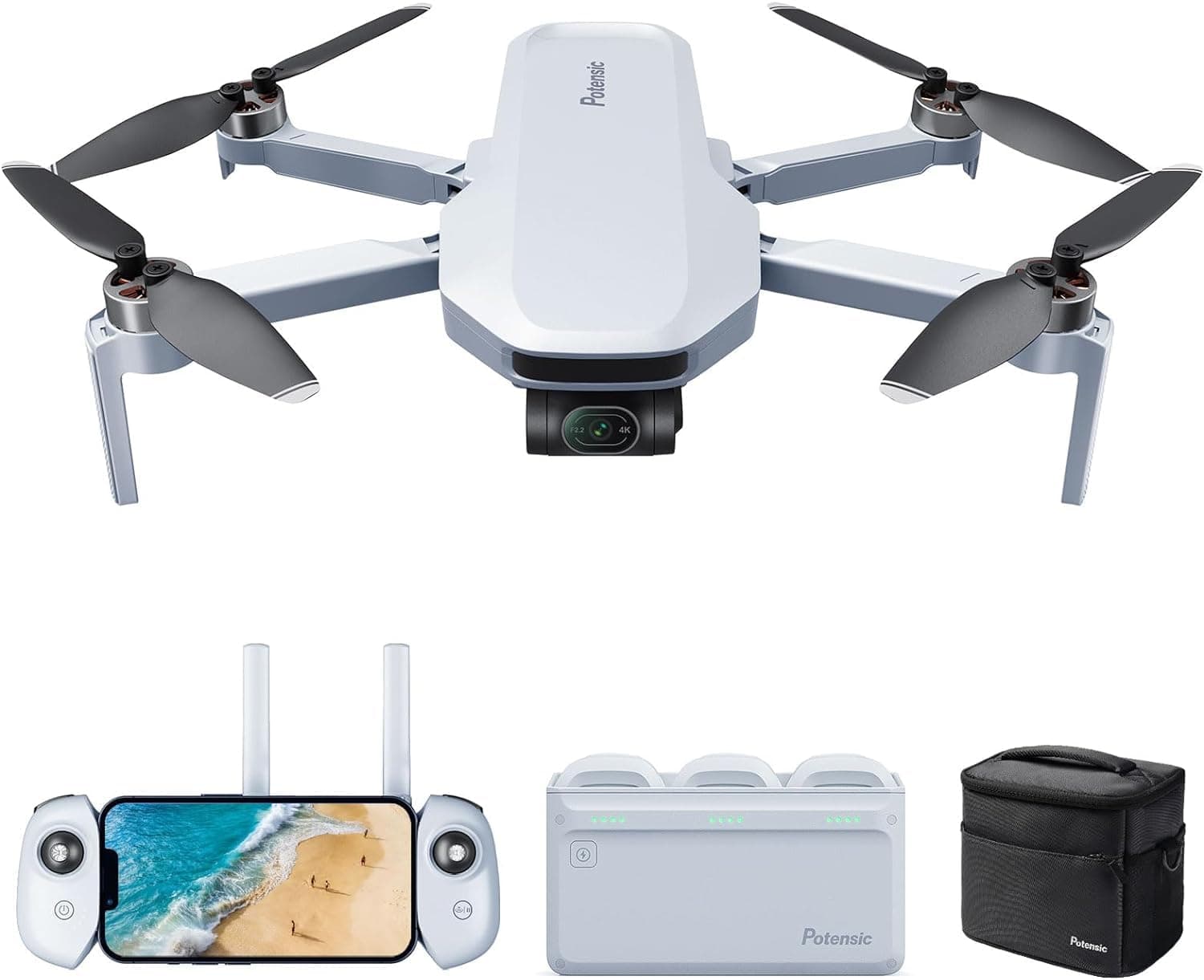 ATOM Drone with 3-Axis Gimbal Camera, 4K Video, GPS, 96 Minutes Flight Time, Max Transmission Distance 6km, Active Track, Foldable, Lightweight, Birthday, Christmas Gift, Fly More Combo