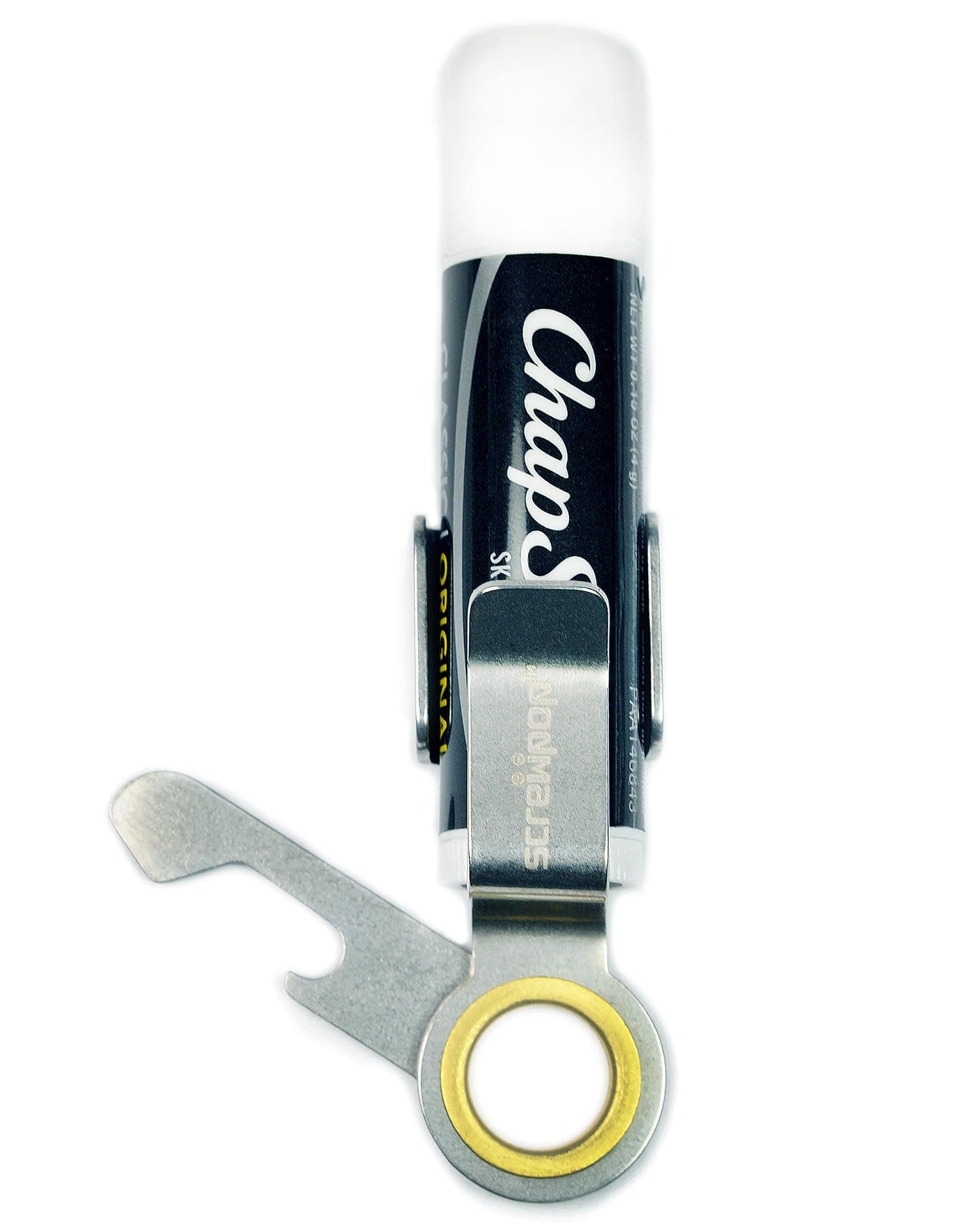 Chapstick Holder Keychain and Carabiner Attachment Compact Pocket Multi-tool with Bottle Opener Stainless Steel Construction