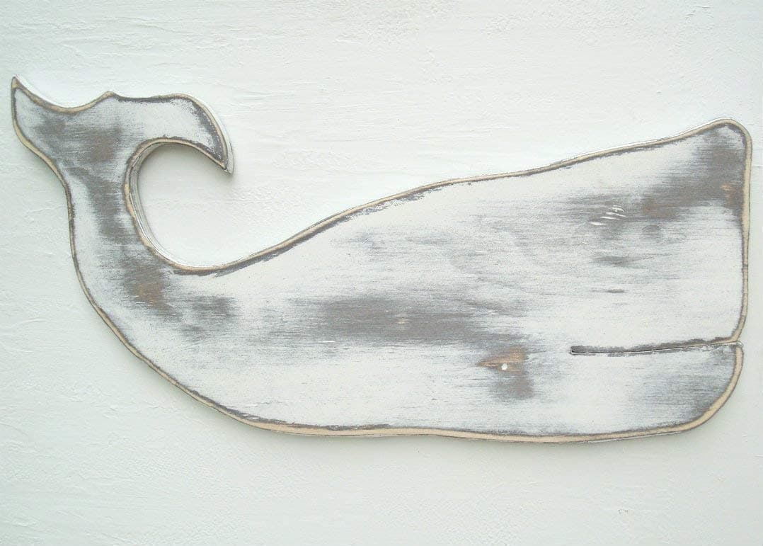 Extra large wooden whale wall art