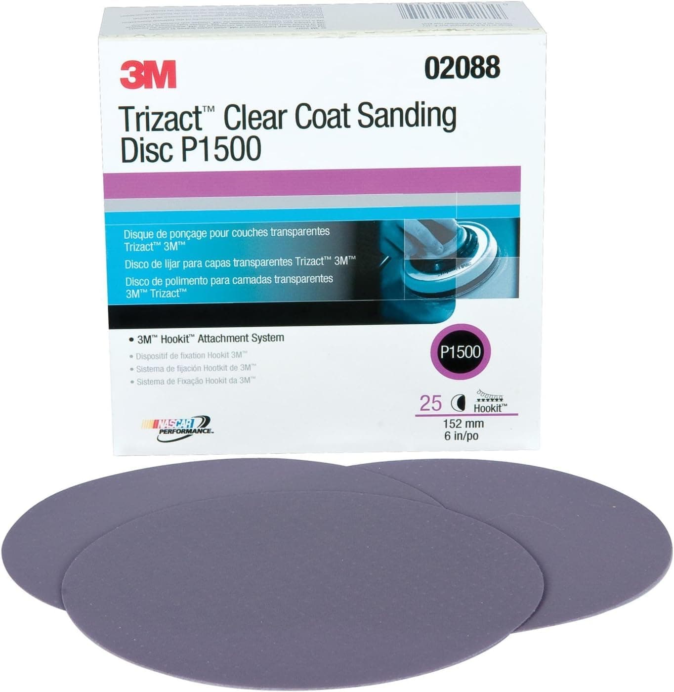 02088 Trizact Hookit 6" P1500 Grit Clear Coat Sanding Disc