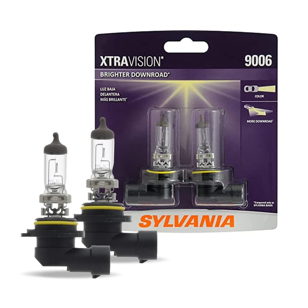 SYLVANIA - 9006 XtraVision Halogen Headlight Bulb - High-Performance Car Headlight - Replacement Halogen Light - For Automotive - 2 Bulbs