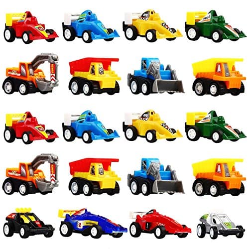 Tisy Pull Back Cars Construction Race Vehicles Set for Boys