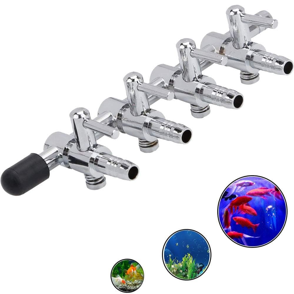 1pcs Air Splitter Flow Control Valve Fish Tank Oxygen Pump Accessories Stainless Steel 4-Way Fish Tank Air Flow Control Lever Valve Distributor Splitter