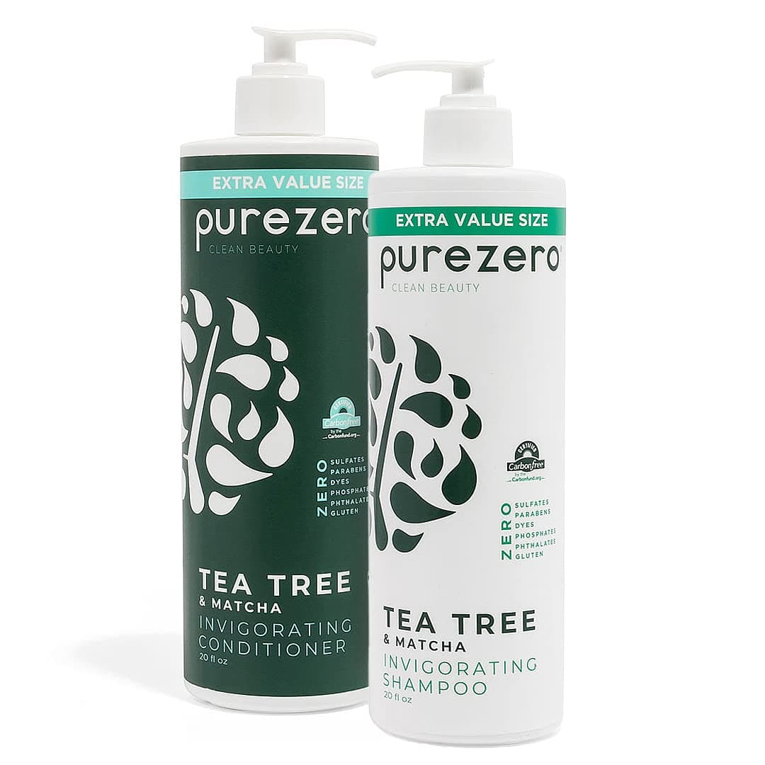20 oz Tea Tree & Matcha Shampoo and Conditioner Set - Nourishing & Invigorating Scalp Treatment - Zero Sulfates, Parabens, Dyes Vegan and Cruelty Free
