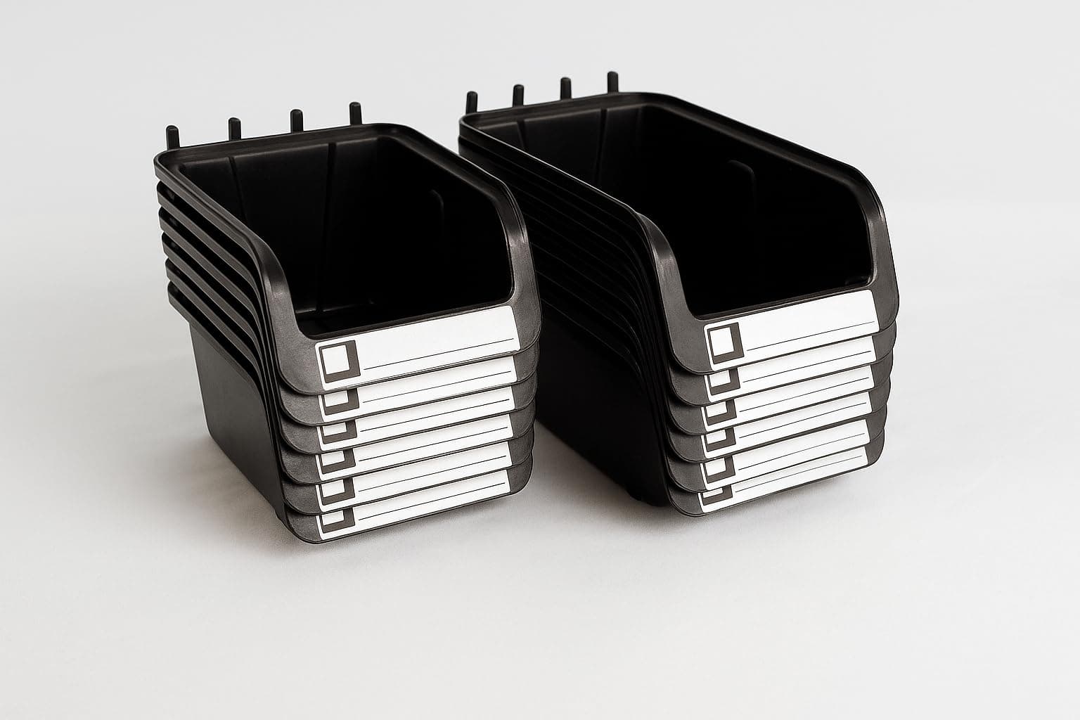 WallPeg Pegboard Bins - 6 Each 7" & 6 Each 5" ORGANIZING Bins - Hooks to Peg Board Panel Organize Hardware Arrange Accessories Workbench Tool Organizer Garage Storage -Made in USA-