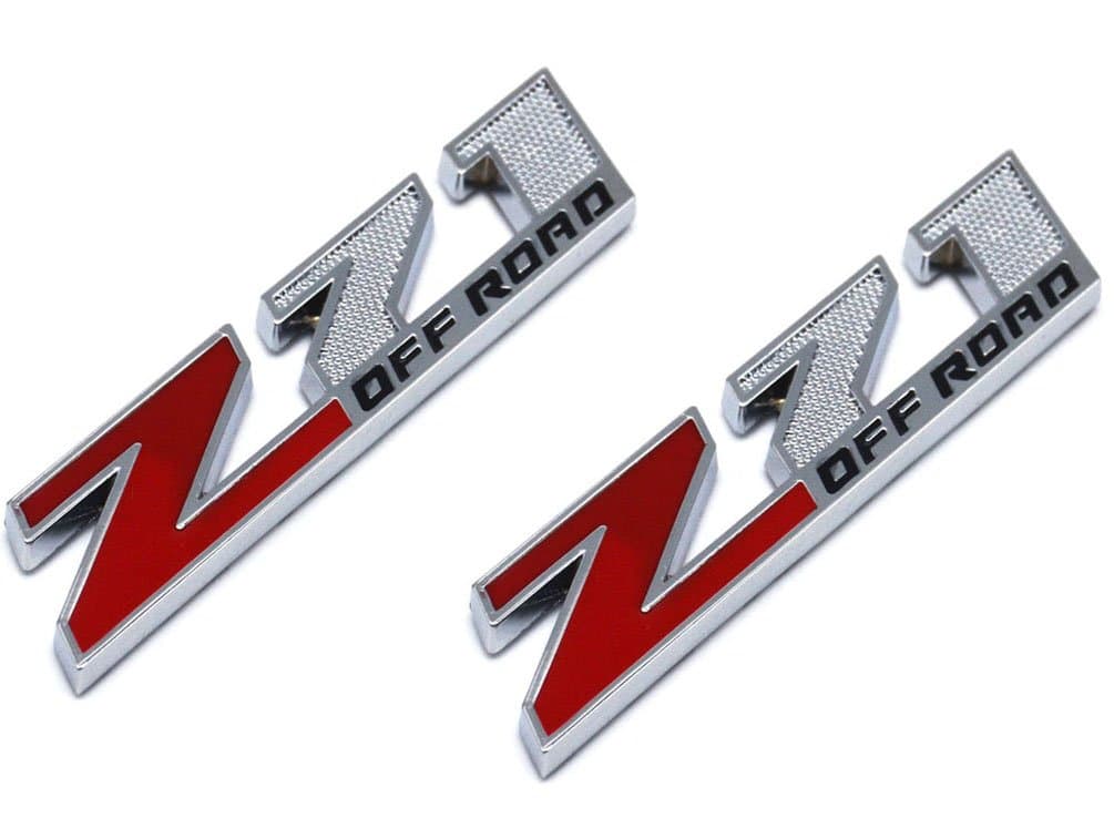 Aimoll 2pcs (Small Size) Z71 Off Road Emblems,3D Aolly Decal Emblems for GMC Chevy Silverado Sierra Suburban Colorado. (Chrome Red)