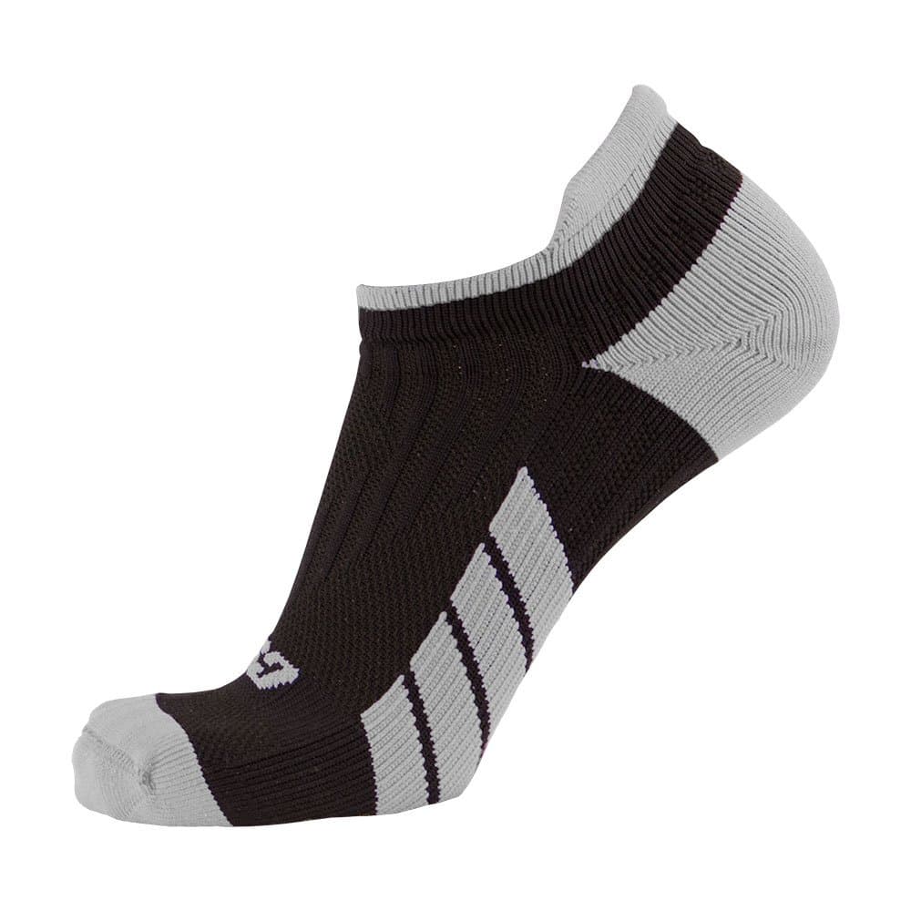 CSX Ankle Socks, Arch Support Compression, Men and Women Low Cut Fit, Silver on Black, X-Large