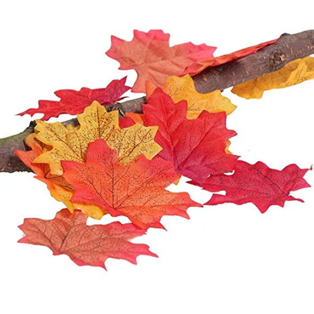 Lulonpon Artificial Maple Leaves Approximately Assorted Mixed Fall Rich Artificial Flower Fall Colored Silk Maple Leaves for Weddings, Autumn Party，Events and Decorating Hardwork (400pcs, 8 Colors)