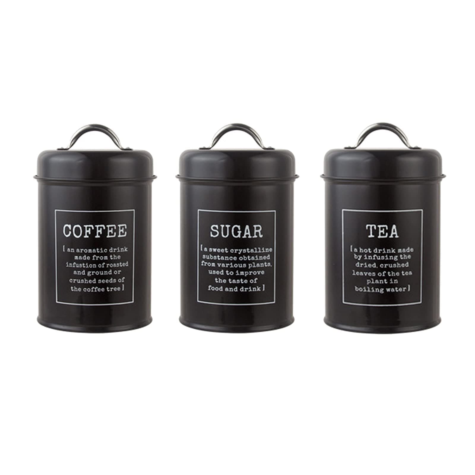 3-piece kitchen jar set 1200 ml coffee tea sugar storage jar countertop finishing-Black