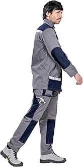 aipan Industrial 2 Piece Coverall/Workwear/Boiler Suit with Multiple Pockets | GSM -220 | Industrial Grey with Neon Strips