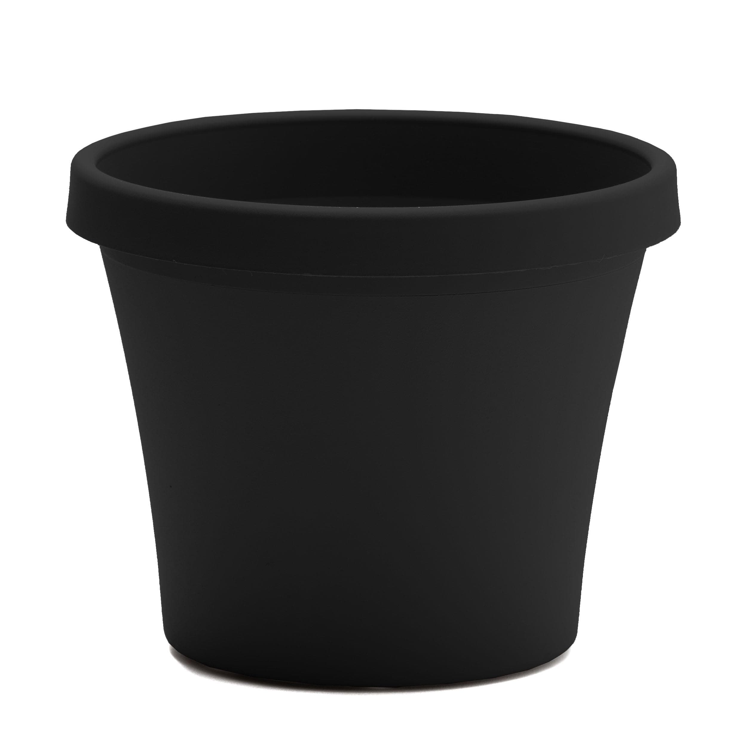Terra 6" Diameter Round Black Resin Planter Pot with Drainage Holes for Indoor and Outdoor Gardening