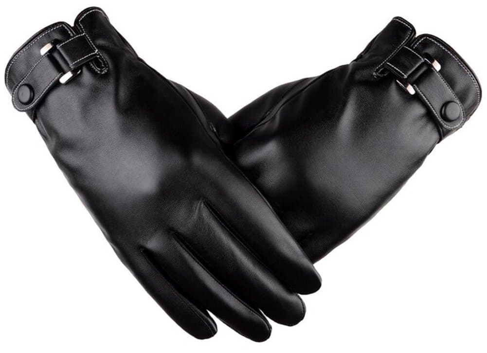 Men’s Winter Autumn Black Brown PU Leather Plus Thick Velvet Touch Screen Gloves