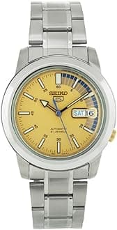 Seiko Men's SNKK29 Stainless Steel Analog with Gold Dial Watch