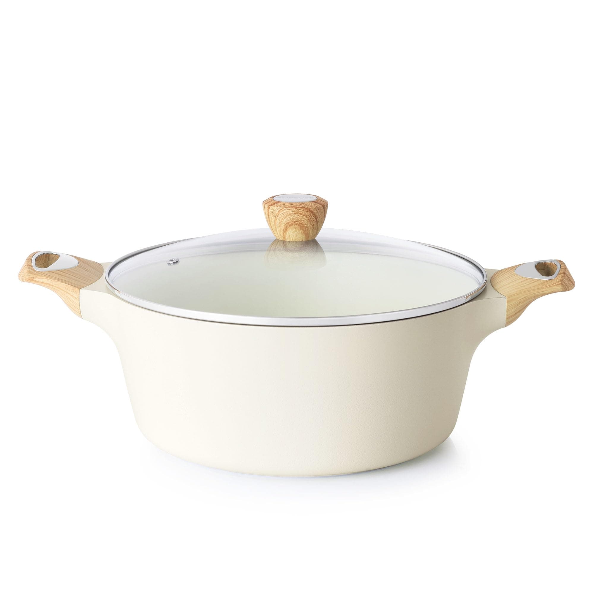 SENSARTE Ceramic Nonstick Stock Pot with Lid, 2.6/4.5/6.6/8.5 QT Soup Pot Casserole Pot, Non-toxic Healthy Pasta Pot, Large Cooking Pot Stew Pot, Induction Compatible, PFOA PFAS PTFE Free, White