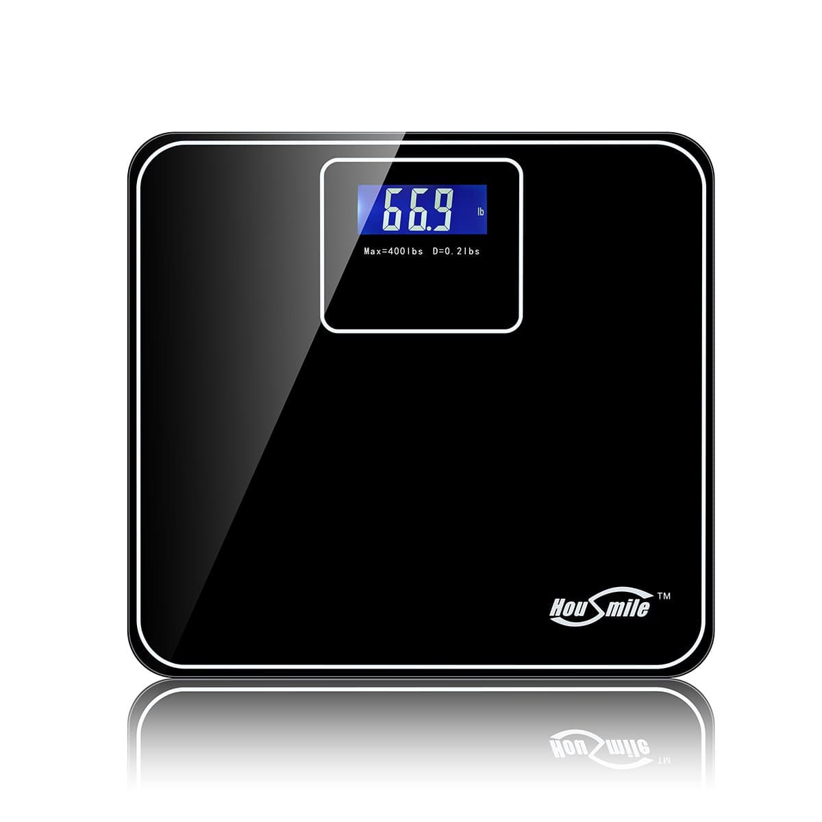 Housmile Digital Bathroom Scale(400 lbs Edition), Step-on Activation and Extra Large Backlight Display, 2×AAA Battery Included (Black)