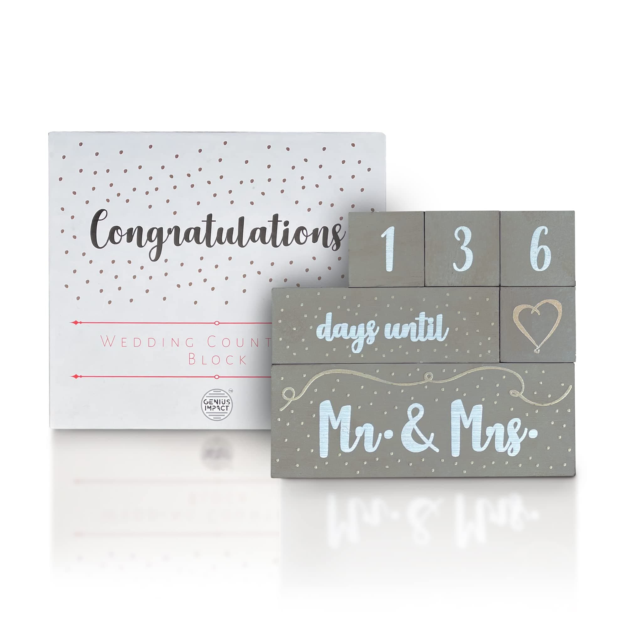 Wedding Countdown Block Calendar , Engagement Gift For Couples Unique, Engaged Gifts For Her, Gifts For Newly Engaged Friend, Bride To Be Gifts For Her, Engagement Gifts For Women (grey)