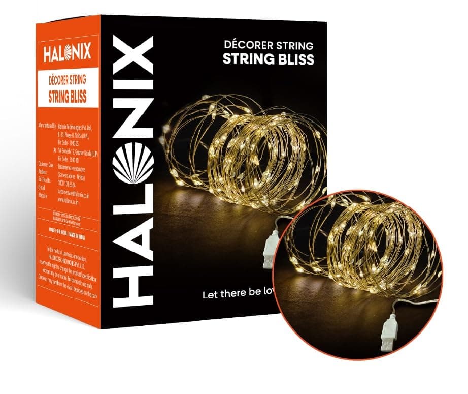 HalonixBliss Rice Light | Decorative Light | Fairy Light | USB Powered | String Light | Diwali Light | Warm White| Pack 1 |Diwali Lights for Decoration for Home