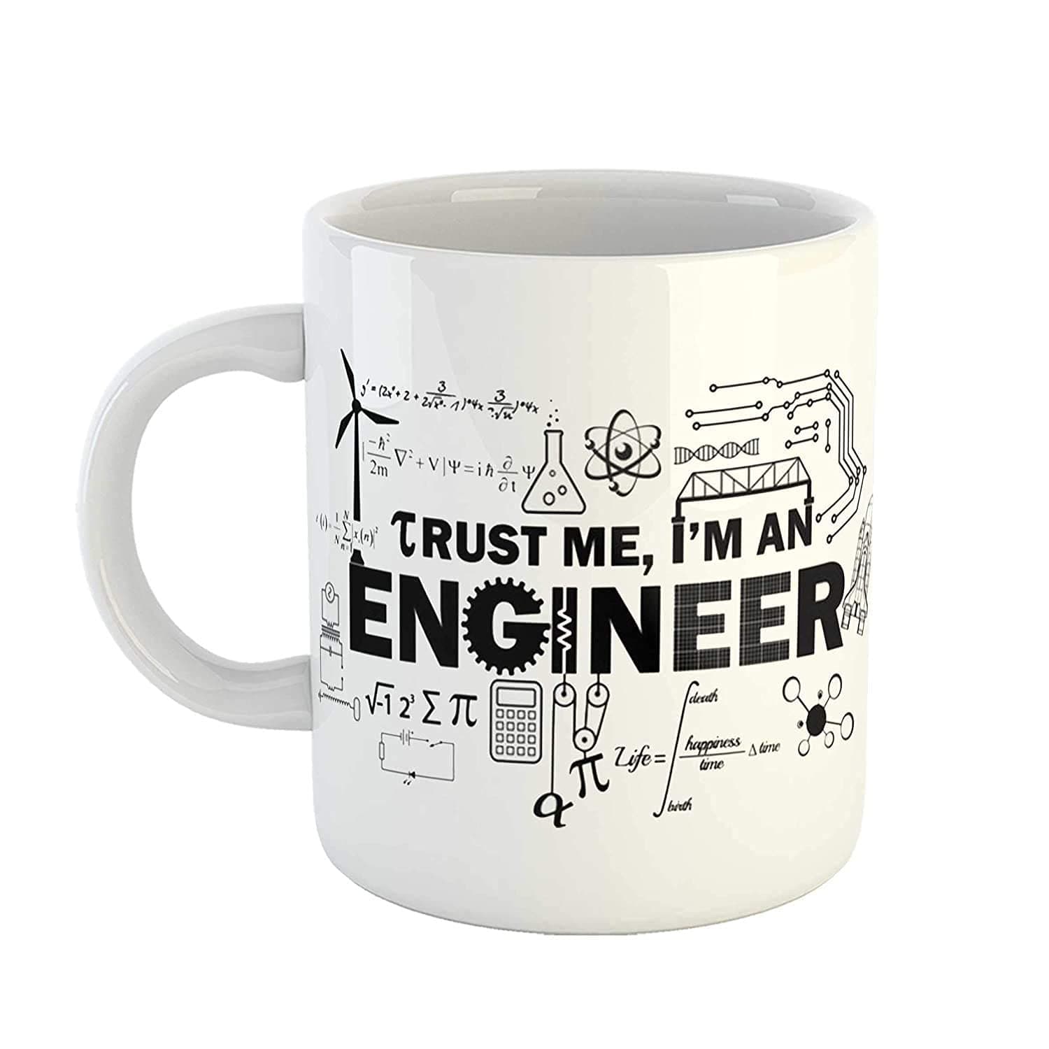 Happy Hours Trust Me I'm an Engineer, Ceramic White Coffee Mug, Birthday Gift, Engineers Gifts Idea, Printed Ceramic Coffee Mug (11oz) 325ml