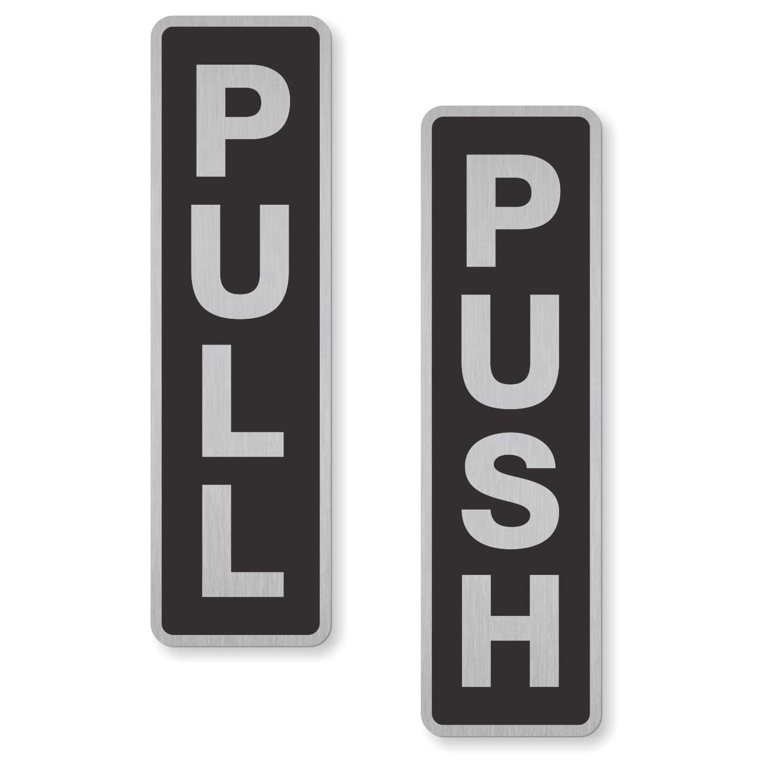 SmartSign “Push/Pull” Kit of 2 Anodized Signs | 2" x 7" DiamondPlate Aluminum