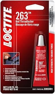 263 Automotive Threadlocker Red – High Strength Thread Lock, General Purpose Applications, Oil Tolerant, Fluorescent - 6 ml, 1 Pack