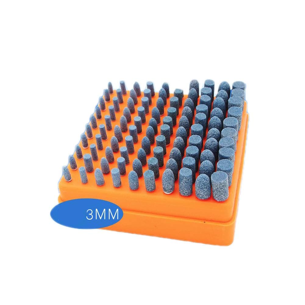 Chiloskit 100pcs Ceramic Polishing Buffing Grinding Bit Ceramic Abrasive Mounted Stone Grinding Head 1/8" Shank Compatible with Rotary Accessories Bit Rotary Tool Attachment (Ceramic)