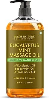 Majestic Pure Eucalyptus Mint Massage Oil 236 ml - Invigorating & Relaxing Body Massage Oil, Made with Natural Oils, for Men & Women