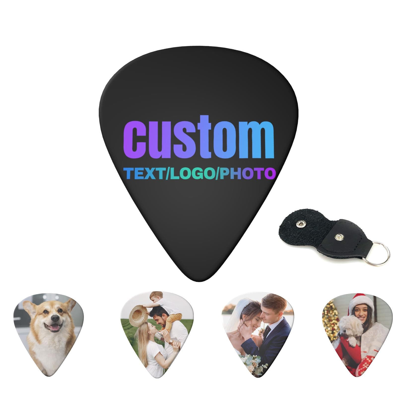 Custom Guitar Picks - 6 Pack Personalized With Your Photo/Text/Logo, Customized Gift For Women Men (0.46mm), 3 Sizes