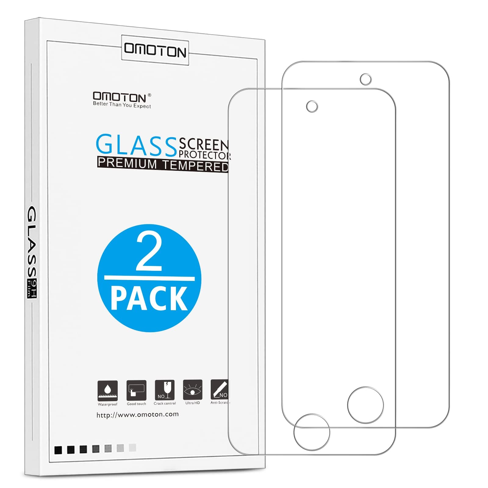 Tempered Glass Screen Protector for New iPod Touch (7th / 6th / 5th Gen, 2015 / 2019 Released), 2 Pack