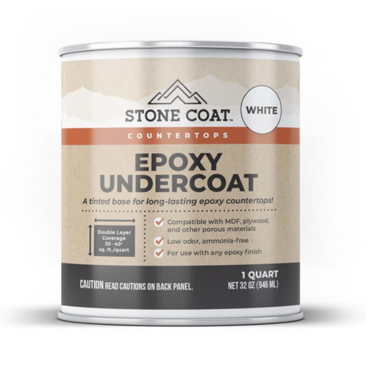 Stone Coat Countertops Epoxy Undercoat 1 Quart (32 Fl Oz White) High-Bond Epoxy Primer for MDF, Plywood, and Porous Surfaces – Essential for DIY Epoxy Countertop Kits