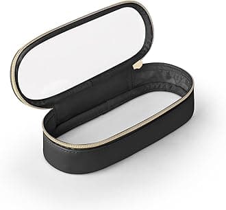 Soimeat Clear Travel Makeup Brush Holder, Leather Makeup Brush Toiletry Bag, Portable Cosmetic Brush Case, Transparent Waterproof Makeup Brush Storage Bag, Black, Clear Travel Makeup Brush Bag