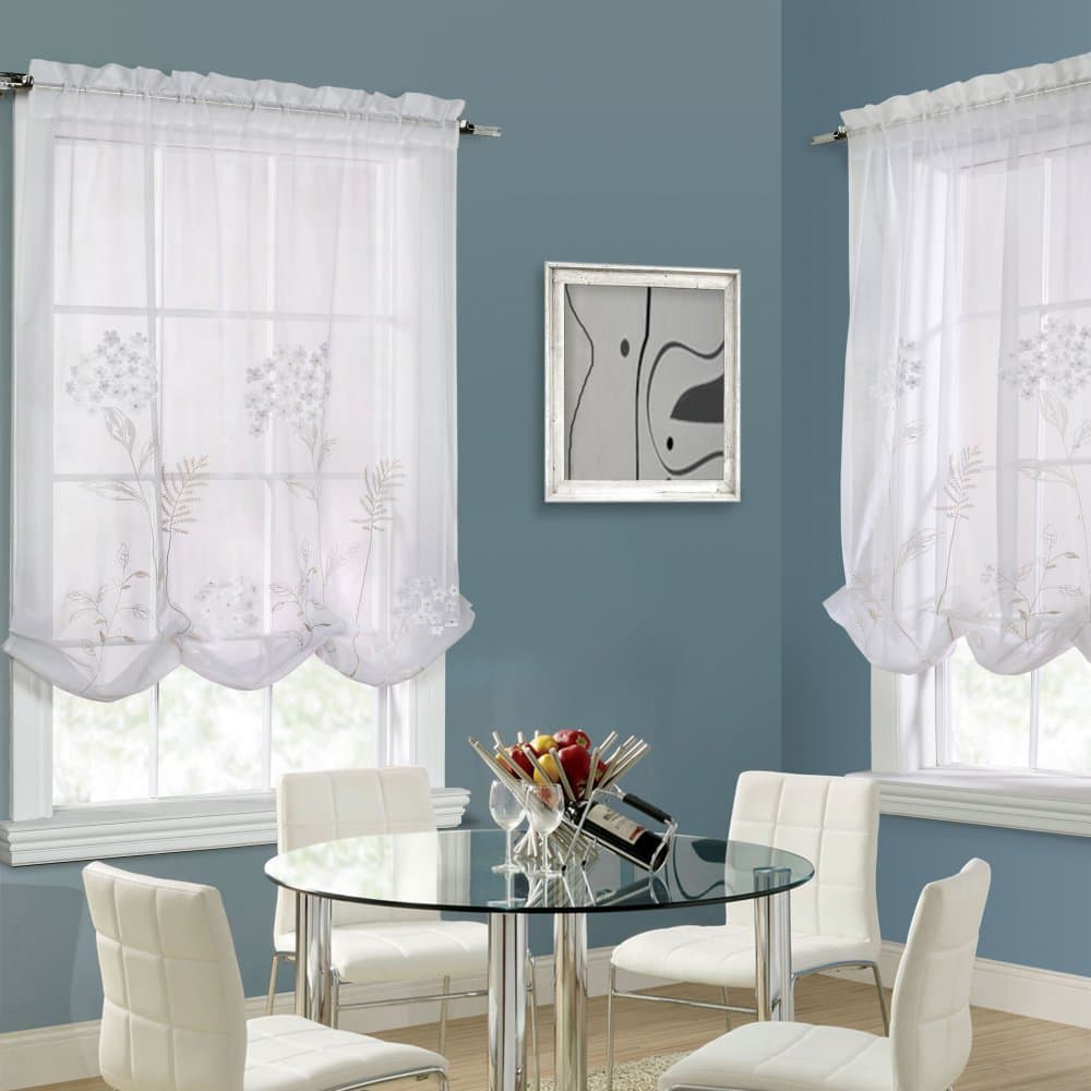 Commonwealth Hydrangea Rod Pocket Balloon Shade in White