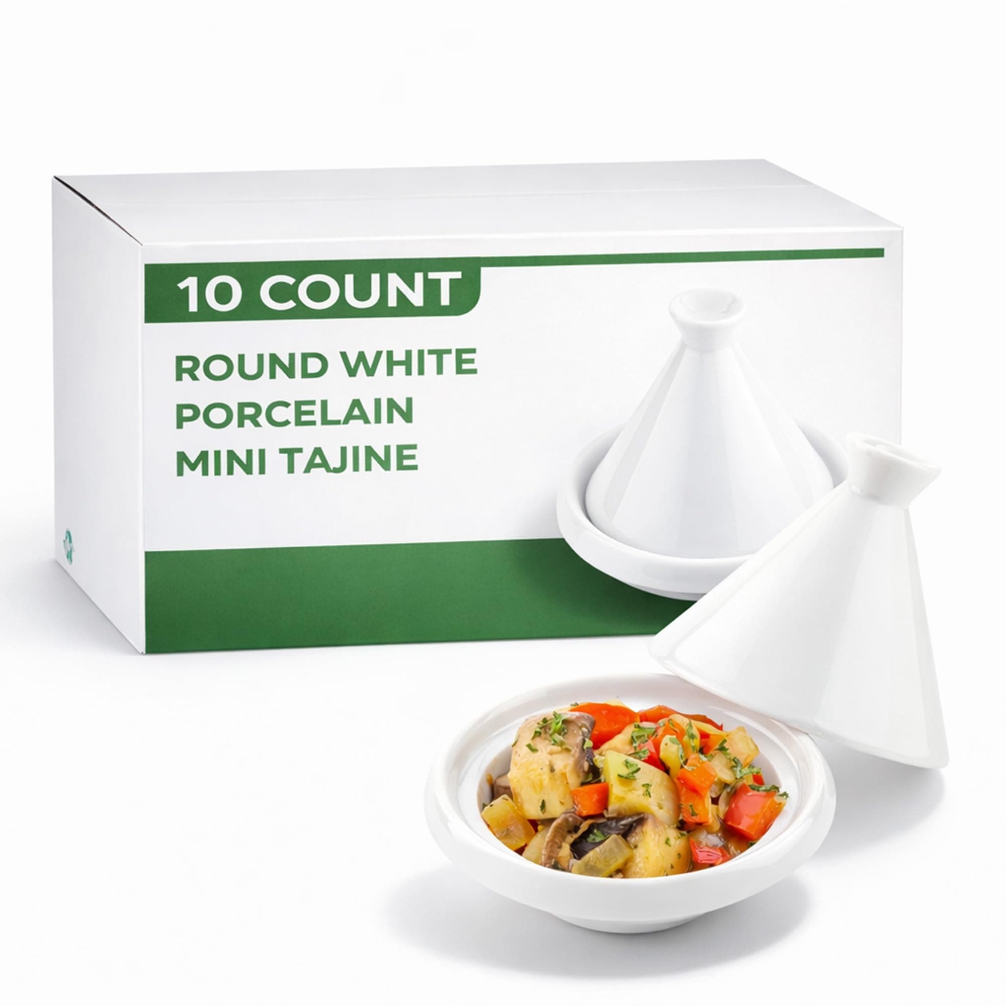 Restaurantware 3.5 Inch Tajine Pots 10 Mini White Appetizer Bowls - Tajine Style With Dome Cover White Porcelain Tiny Bowls Chip-Resistant For Samples Sauces Or Spices