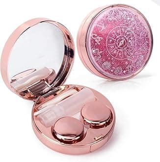 ofone Contact Lens Case, Bling Constellations Contact Cases Travel Kit with Remover Tool Tweezers Solution Bottle Mirror Portable Contact Lenses Storage Box for Women Daily Outdoor (Pink)