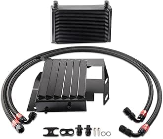 G-PLUS Engine Transmission Oil Cooler Kit Upgrade 25 Row Aluminum Compatible With BMW 3 SERIES 335I E90 E92 N54 Black