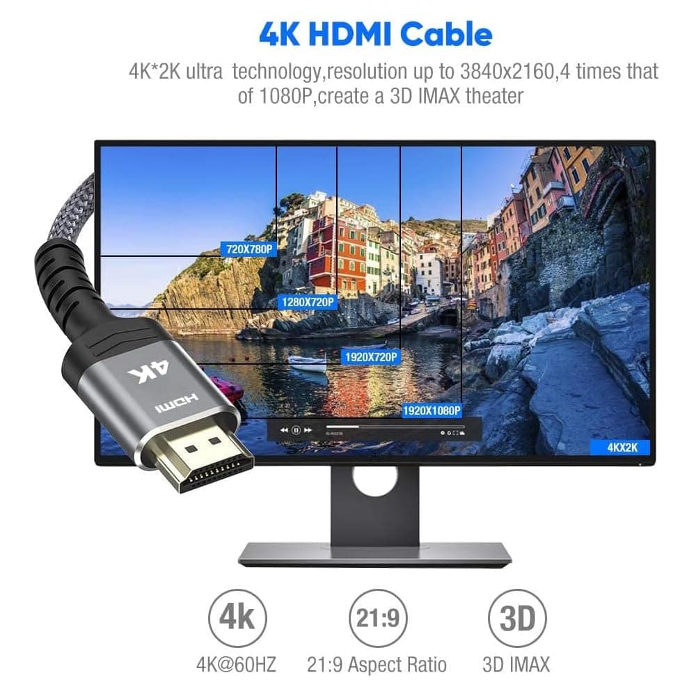High-Speed HDMI 2.0 Cable 25FT,Highwings High Speed 18Gbps HDMI 2.0 Braided HDMI Cord Compatible 4K HDR,HDCP 2.2,Video 4K UHD 2160p,HD 1080p,3D -PS 3/4 Netflix LG Semsung ect