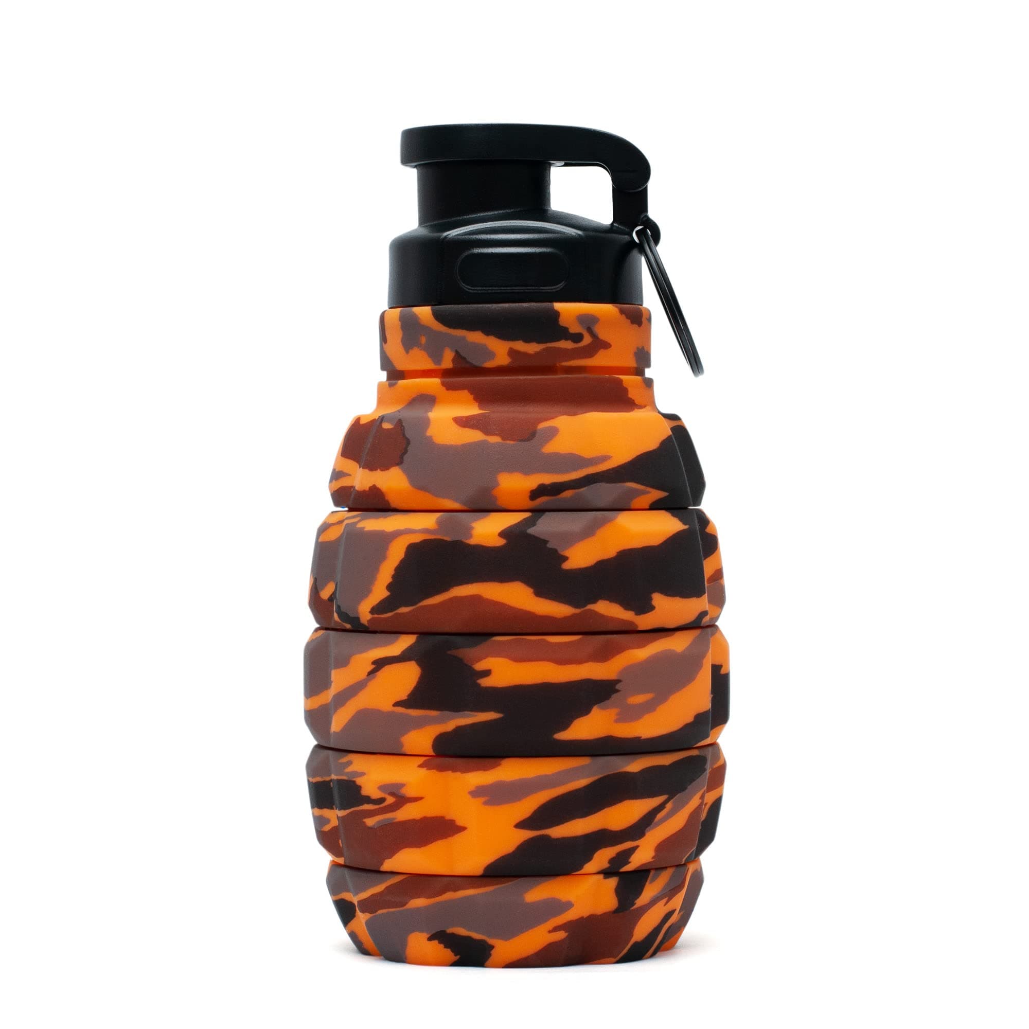 Spit Cup Spittoon for Chewing, Portable Reusable Spit Dipping Cup with Lid, Collapsible Spill Resistant Leak Proof Silicone Body Travel Spitter(Orange Camo)