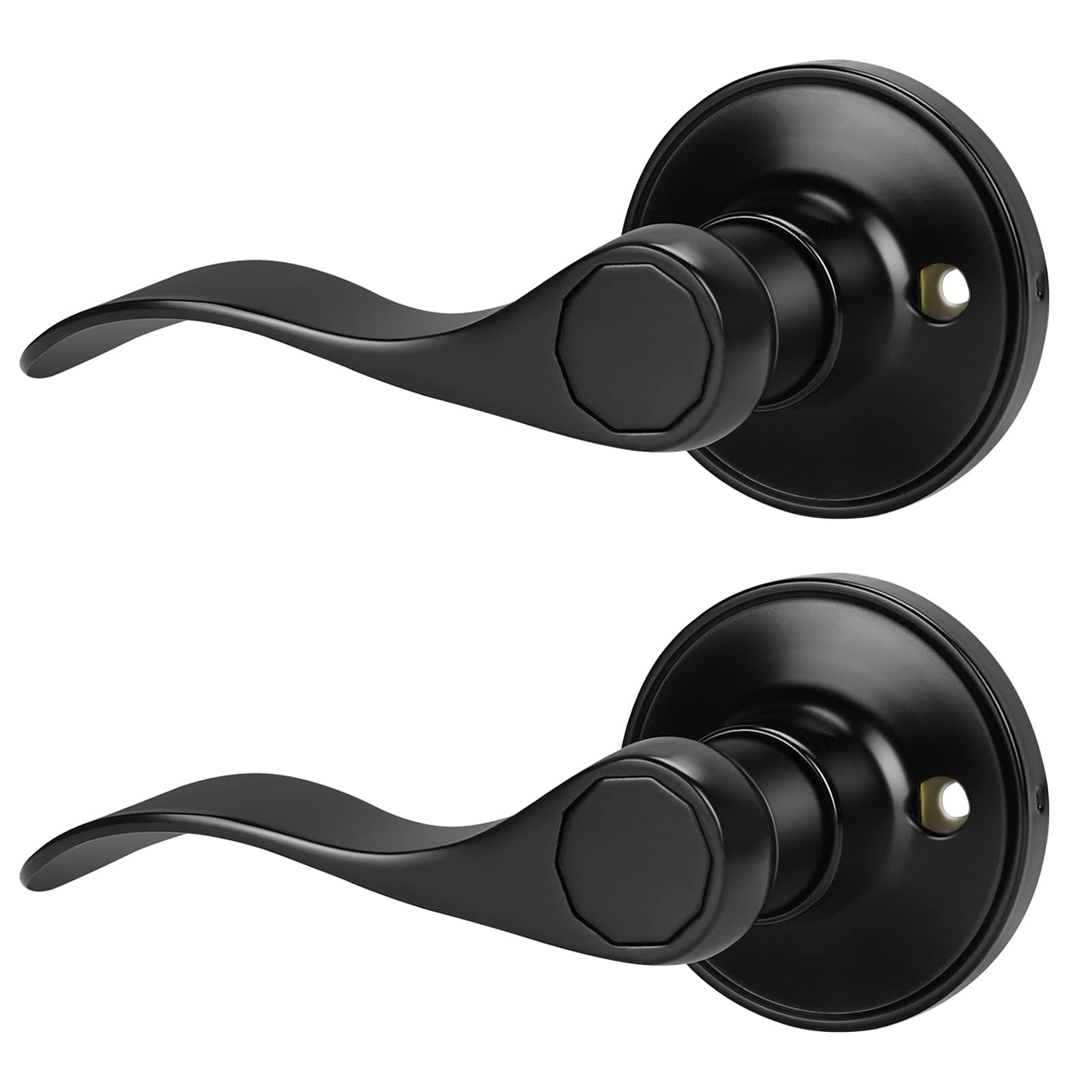 GobricoBlack Lever Lock Entry Passage Privacy Dummy,Wave Handle Dummy(Left-handed) Black GB-DL12061-BKDM-L-2Pack