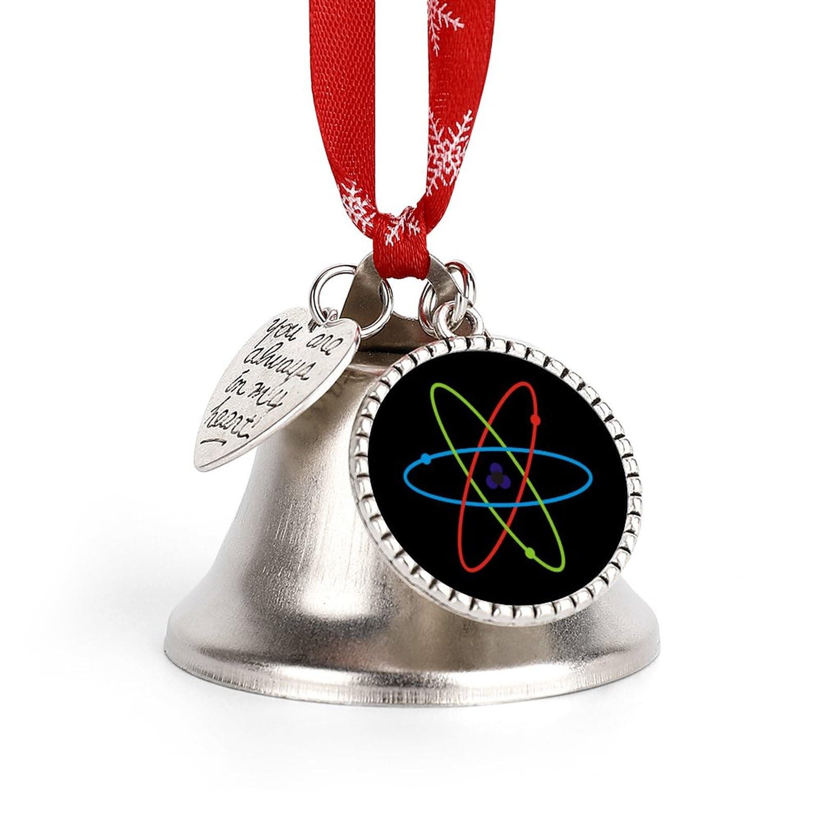 Scientific Physics Atom Christmas Tree Bells Decorations Hanging Wreath Ornaments Pendant Party Decor Love Bell