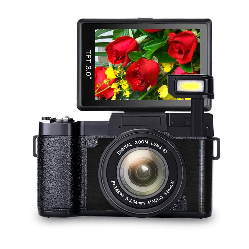 Digital Camera Full HD Video Camera 1080p 24.0MP Vlogging Camera Flip Screen 180 Degree Rotation