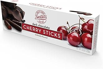 Dark Chocolate Cherry Sticks - Gourmet Chocolate Covered Sticks, Chocolate Fruit Flavored Sticks, Gift Idea for Holidays, Gluten Free, Kosher - 10.5 oz Box