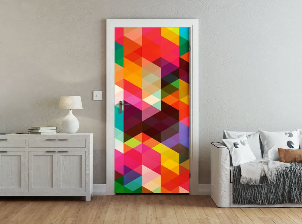 ohpopsi Modern Design Colourful Geometric Triangle Pattern Accent Wall/Door Mural