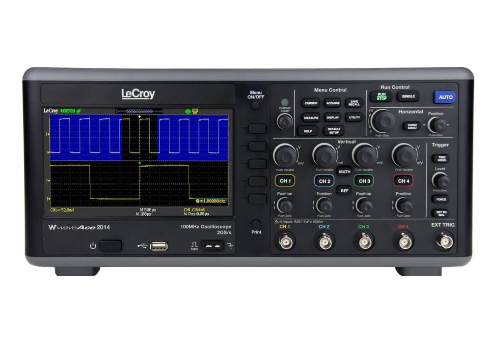 LeCroy WaveAce 2014 7" TFT-LCD Display Digital Oscilloscope, 4 Input Channel, 100MHz Bandwidth, 2 GS/s (Interleaved), 1 GS/s (All Channels)