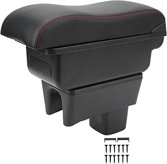 Acouto for Swift, Car Console Armrest Box for Swift 2005‑2021 Large Capacity Touch Black Red Line