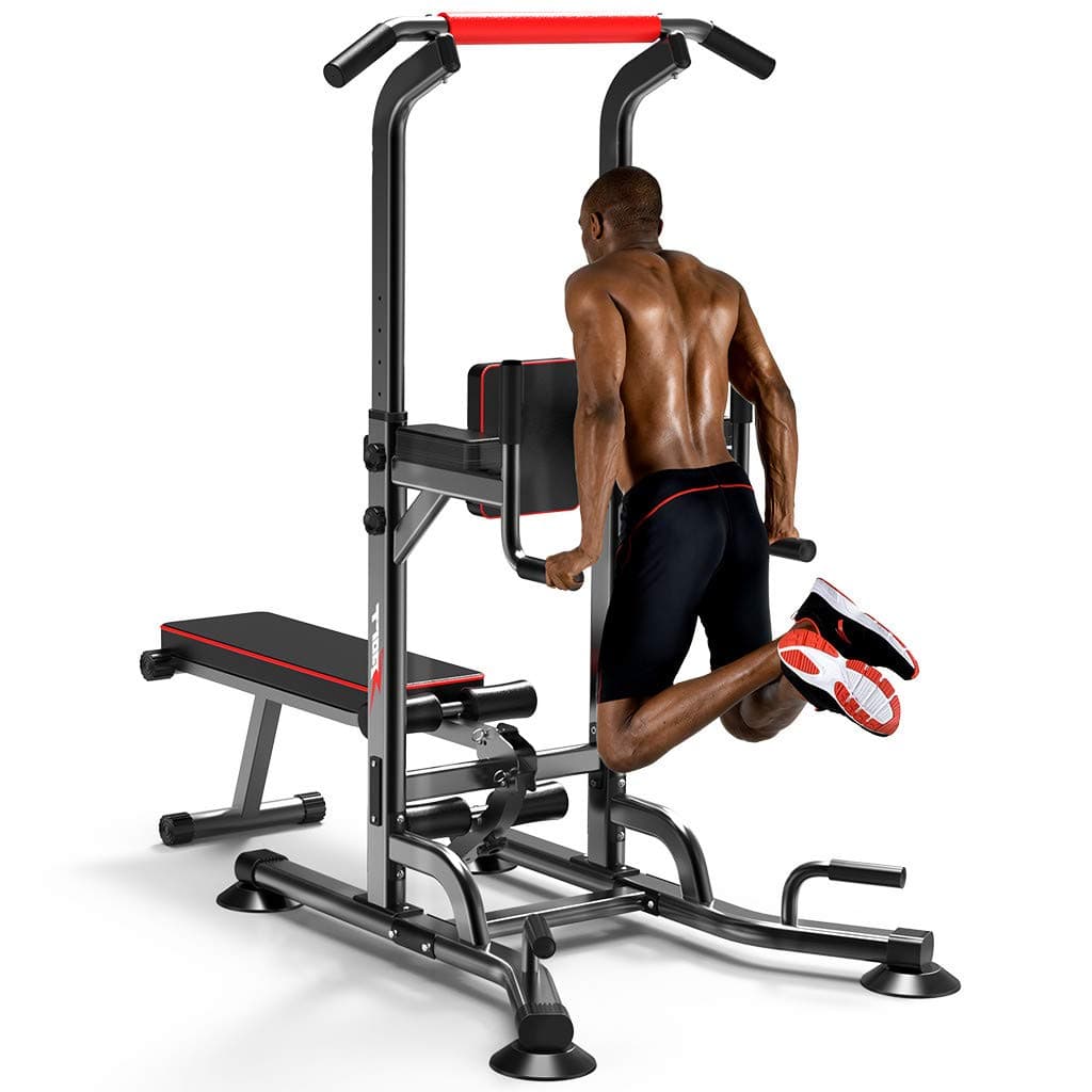 Multifunction Power Tower Pull Up Dip Station, Dumbbell Bench,Strength Training Workout Home Gym Fitness Equipment