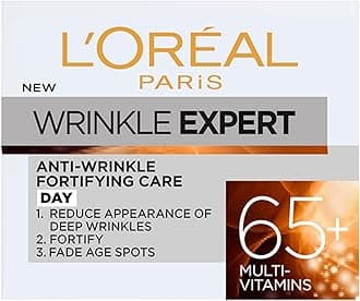 L'Oreal Paris Wrinkle Expert Anti Wrinkle 65+ Day Cream, Moisturiser provides Daily Hydration & Targets Signs of Ageing, Wrinkles Appear Reduced & Skin Feel Firmer, 50ml
