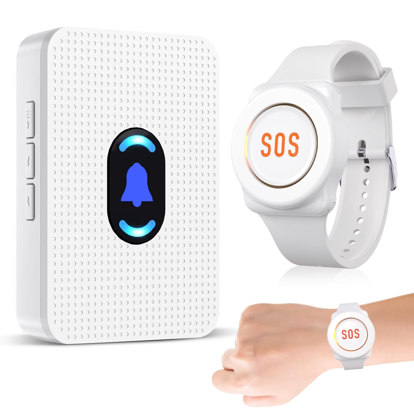 Daytech Wireless Caregiver Pager Call Button for Elderly at Home Life Alert Systems for Seniors Disabled Patient 1 Emergency Watch 1 Receiver