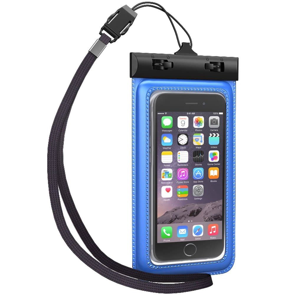 Waterproof Case for Apple iPhone 6 5S 5C 5, Samsung Galaxy S5 S4 - [Blue] Universal UltraBag Waterproof Pouch with Touch Responsive Front and Back Transparent Screen Protector Windows [Lifetime Warranty] fits any version of Apple iPhone Air 4S 4 3, iPod Touch;Samsung Galaxy Note 3 2;LG Optimus G2,G2 Mini,G Pro;Amazon Fire Phone;All New HTC One M8, M7,M4, Mini;Google Nexus 5 4(A.K.A IPX8 Certified Premium Protective Smartphone Waterproof Pouch / Credit Card Waterproof Bag Case)