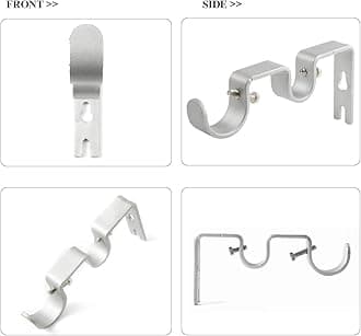 Heavy Duty Double Curtain Rod Brackets (Set of 6, Silver) 1" and 5/8" Inch Rod Holders