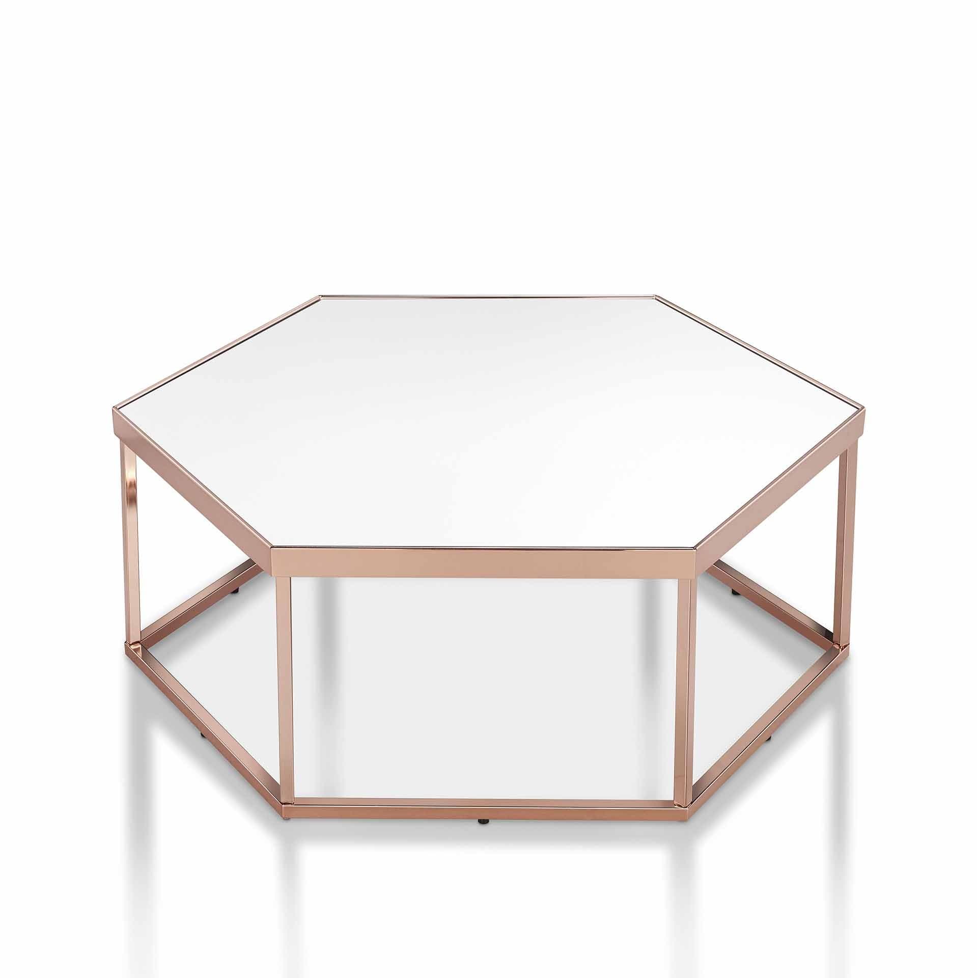Ottmar Glass Metal Frame Coutsch Table, Sofa Table with Modern Design (Image Shown has Been Mirrored/Glass) with Metal Head Coffee Table New A0016935DE